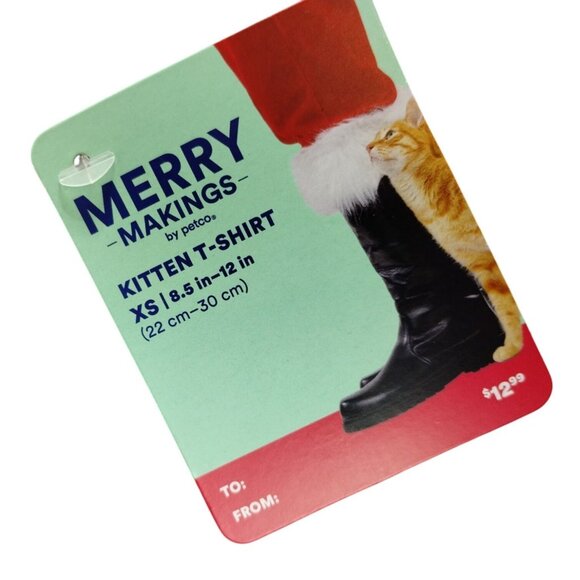 Petco Merry Makings Kitten XS Red and Green Meowy Christmas Pet T-Shirt - Picture 2 of 4